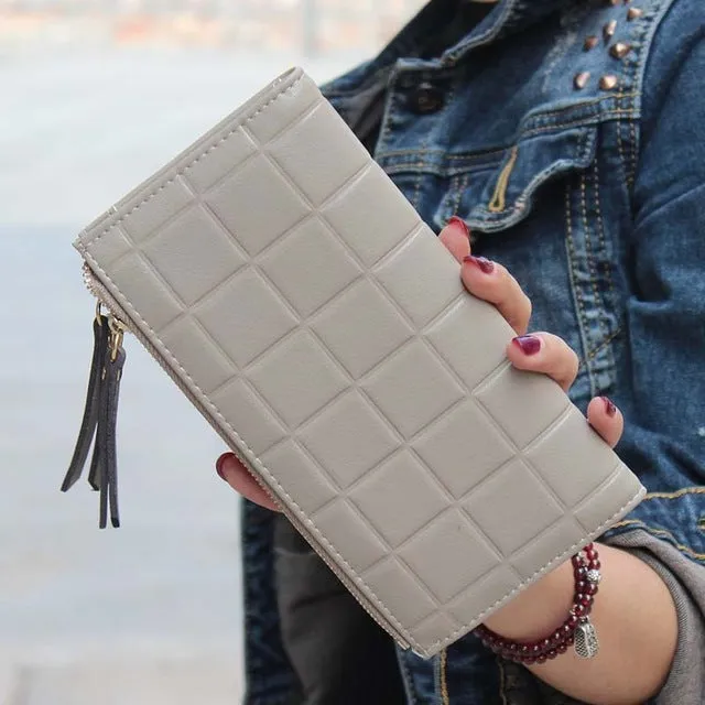Double Zipper PU Leather Purse For Women