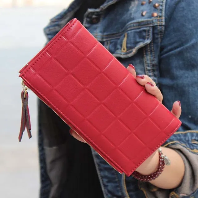 Double Zipper PU Leather Purse For Women