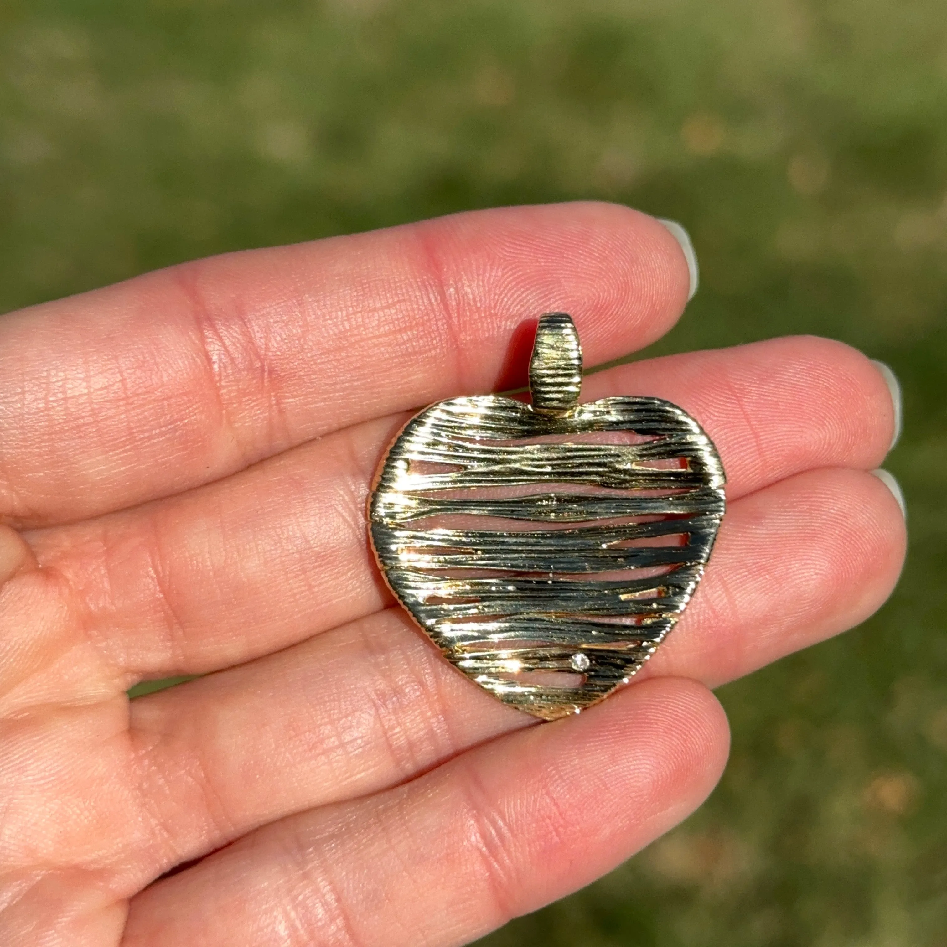 Estate 18KT Yellow Gold Roberto Coin Ruby   Diamond Heart Pendant