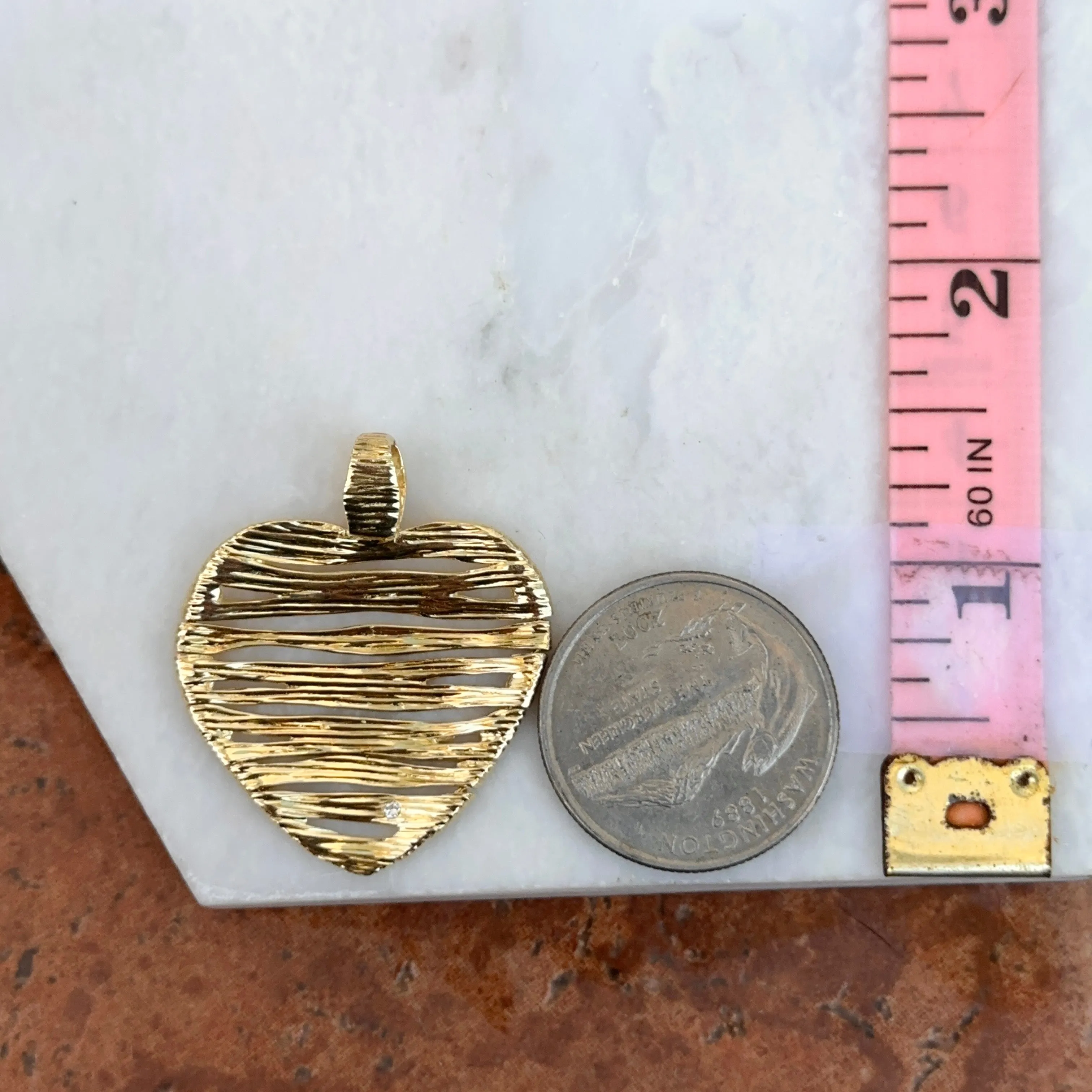 Estate 18KT Yellow Gold Roberto Coin Ruby   Diamond Heart Pendant