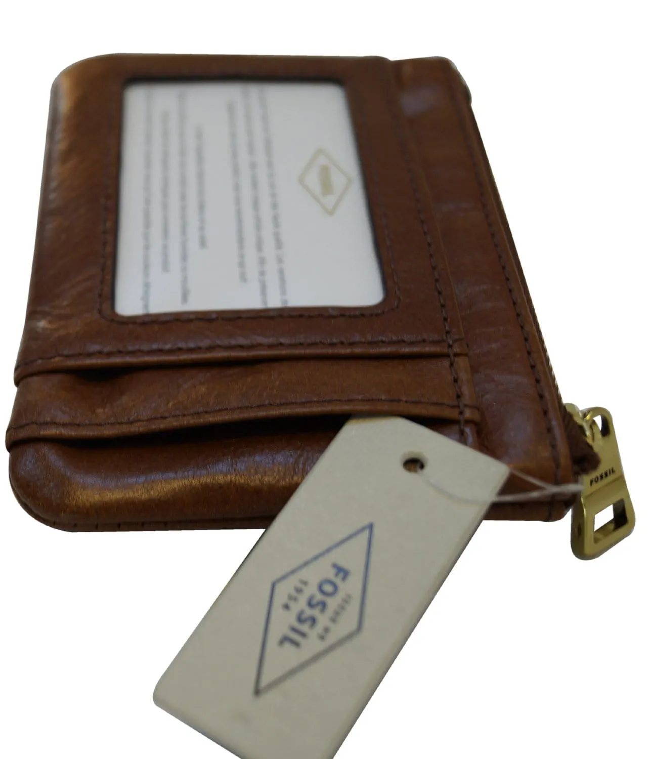 FOSSIL Leather Brown Coin Purse Zippy Wallet