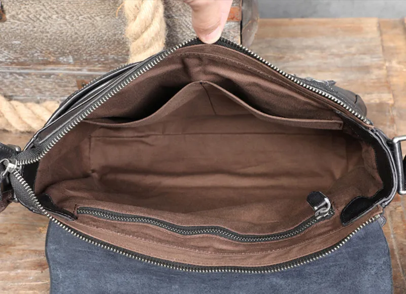 Full Grain Leather Messenger Bag Mens Leather Shoulder Bag Vintage Handmade Crossbody Bag Satchel