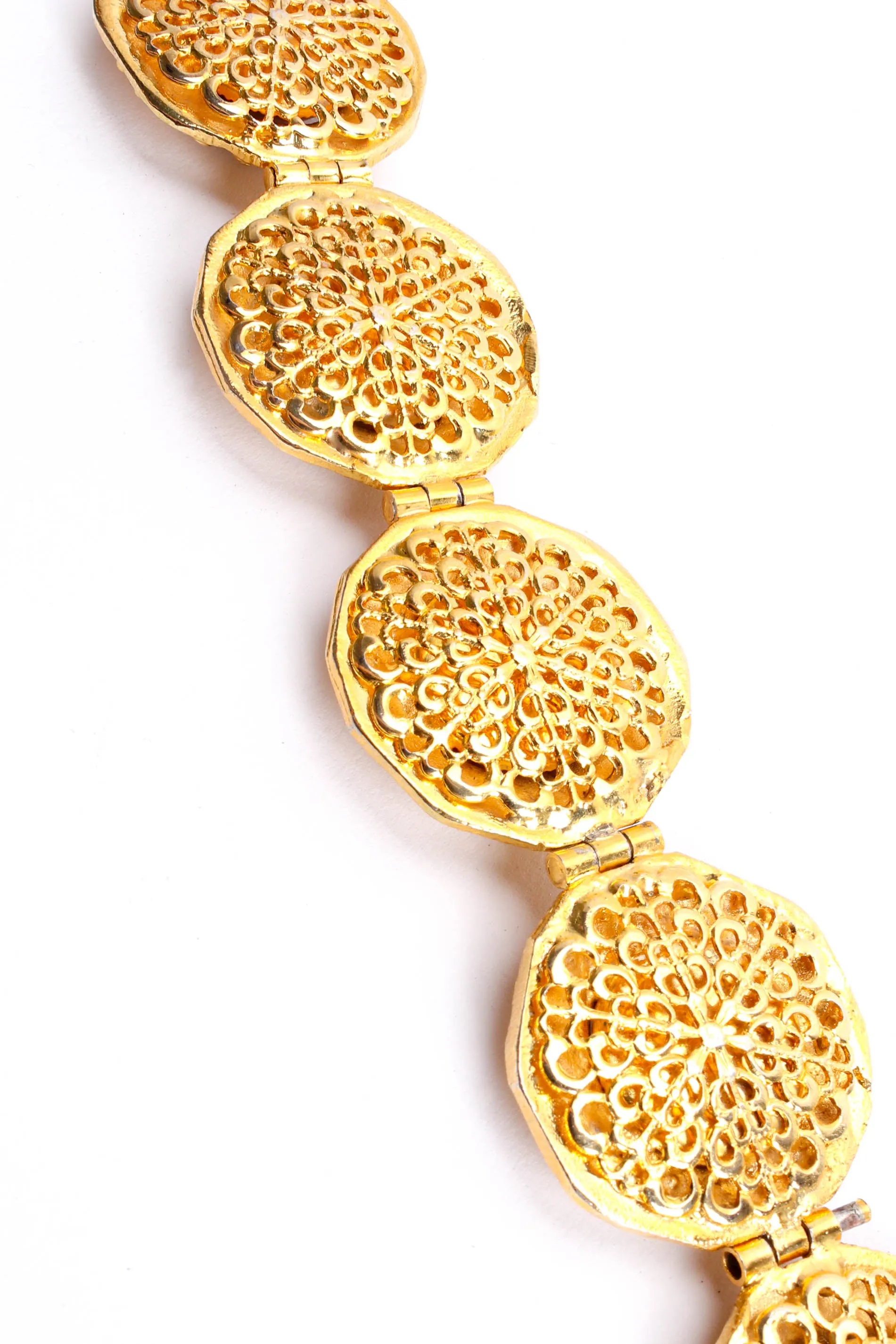 Garnet Coin Filigree Bracelet