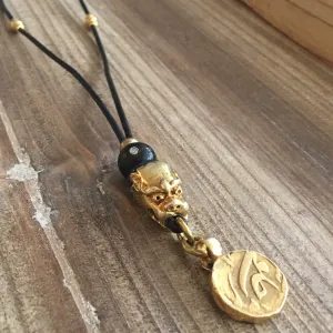Golden Strengthing Foo Dragon Necklace
