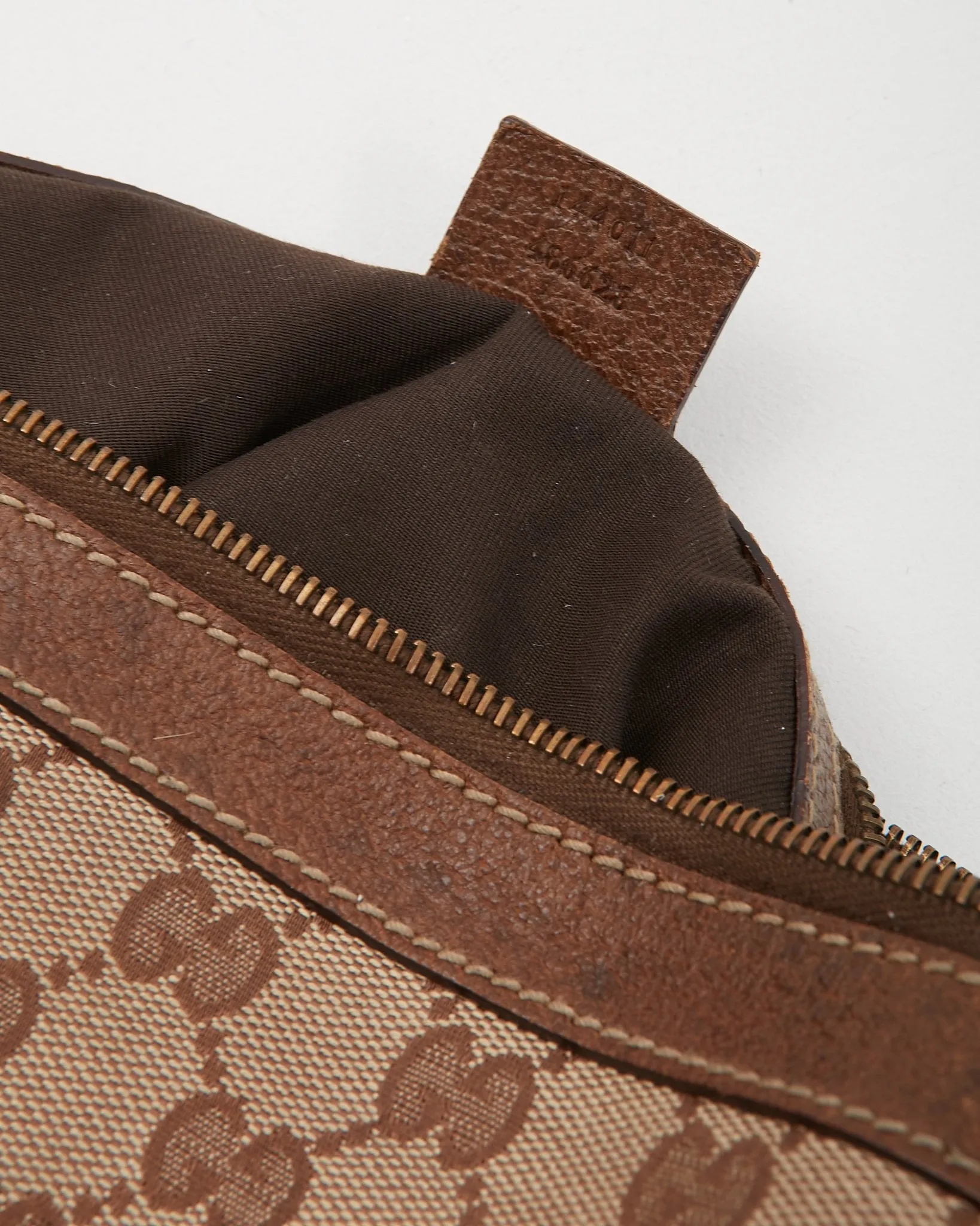 Gucci Brown GG Canvas Crossbody Web Guitar Strap Bag