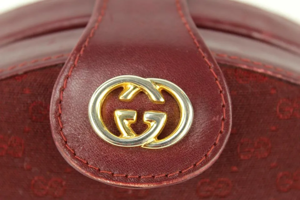 Gucci Rare Burgundy Monogram GG Minaudiere Geometric Crossbody Bag 1gg1125