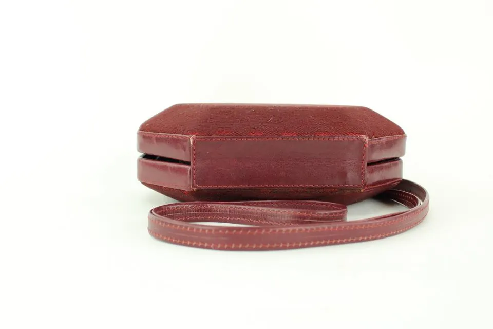 Gucci Rare Burgundy Monogram GG Minaudiere Geometric Crossbody Bag 1gg1125
