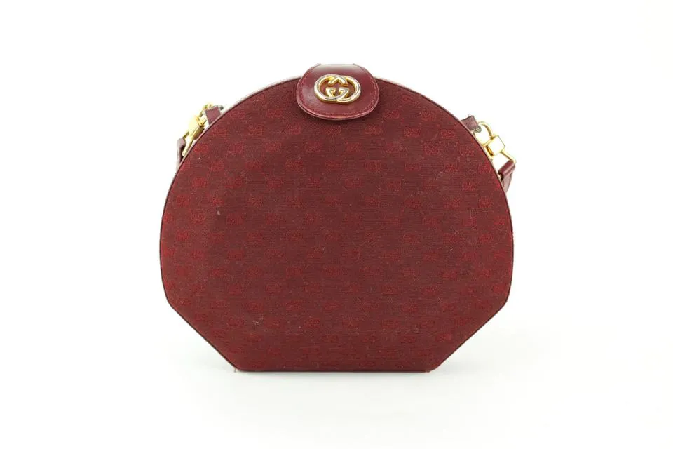 Gucci Rare Burgundy Monogram GG Minaudiere Geometric Crossbody Bag 1gg1125
