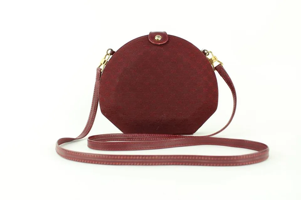 Gucci Rare Burgundy Monogram GG Minaudiere Geometric Crossbody Bag 1gg1125