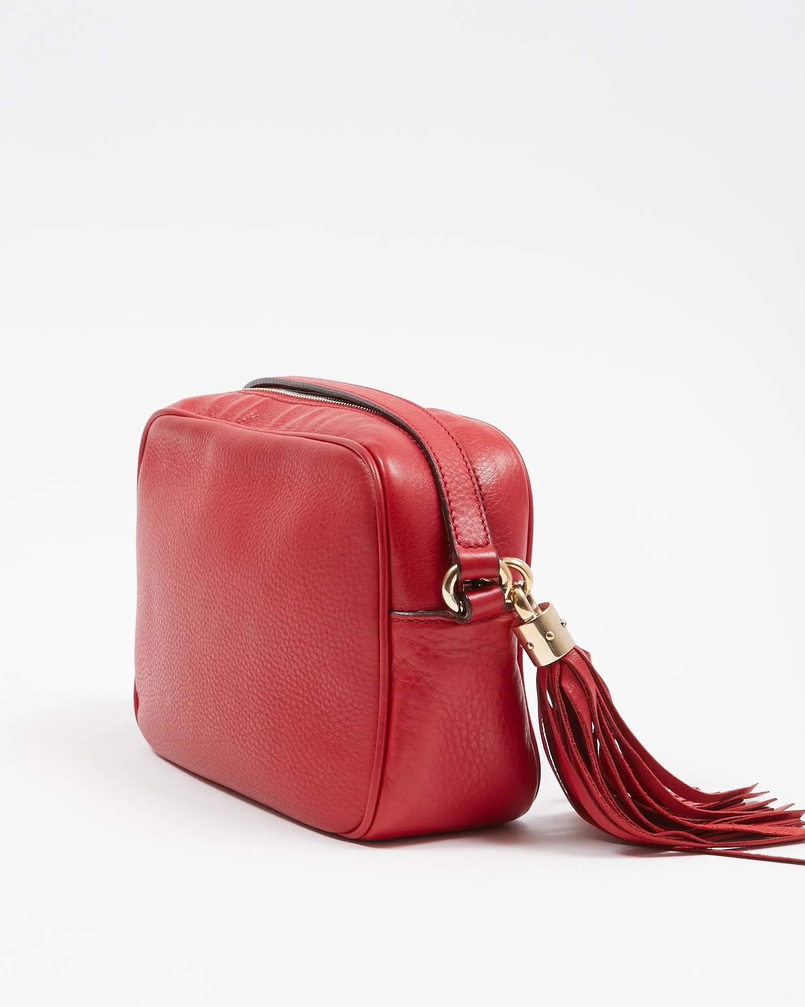 Gucci Red Pebbled Leather Soho Disco Camera bag