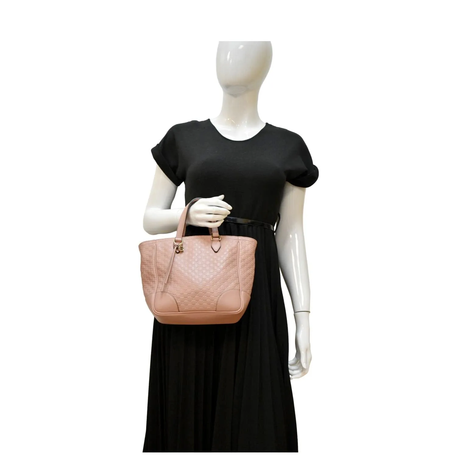 GUCCI Small Bree Microguccissima Leather Tote Crossbody Bag Pink 449241