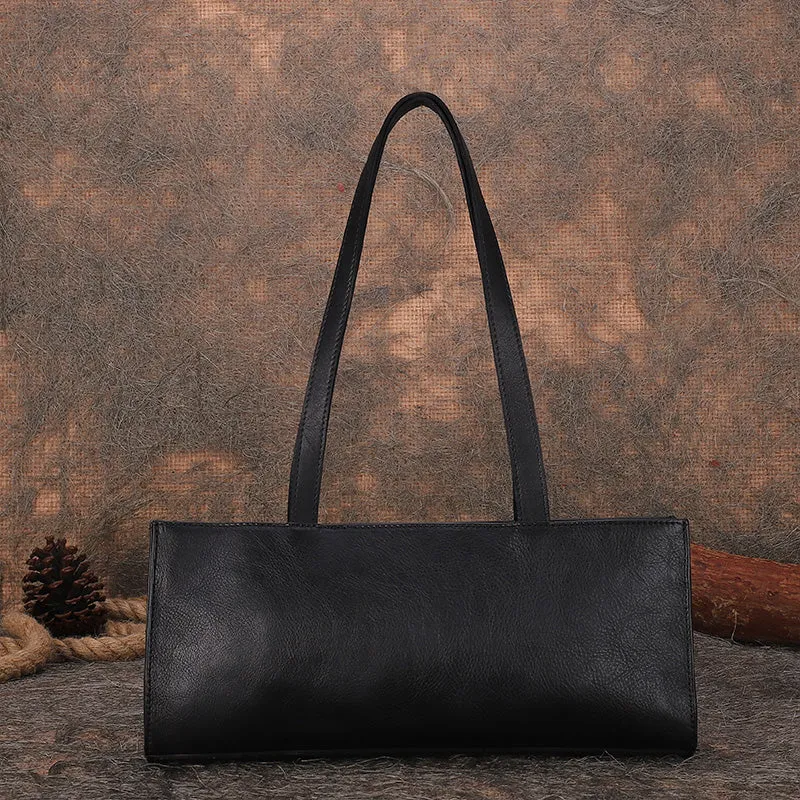 Handmade Brown Leather Womens Vintage Baguette Bag Best Baguette Shoulder Bag Crossbody Purses for Ladies
