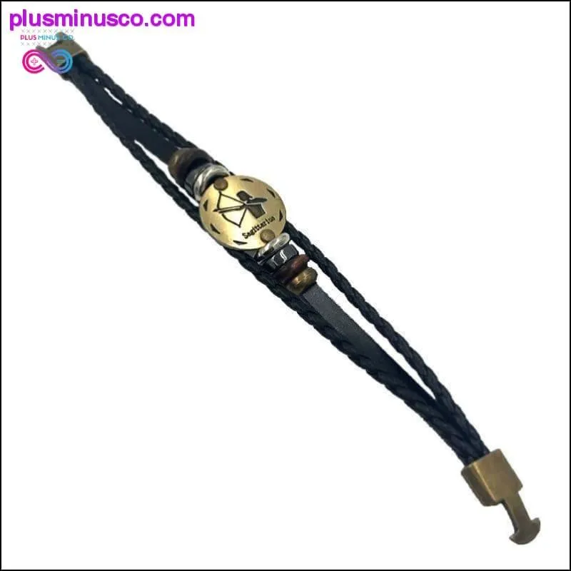 Handmade Leather Gold Coin Zodiac Bracelet