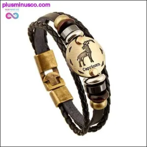 Handmade Leather Gold Coin Zodiac Bracelet