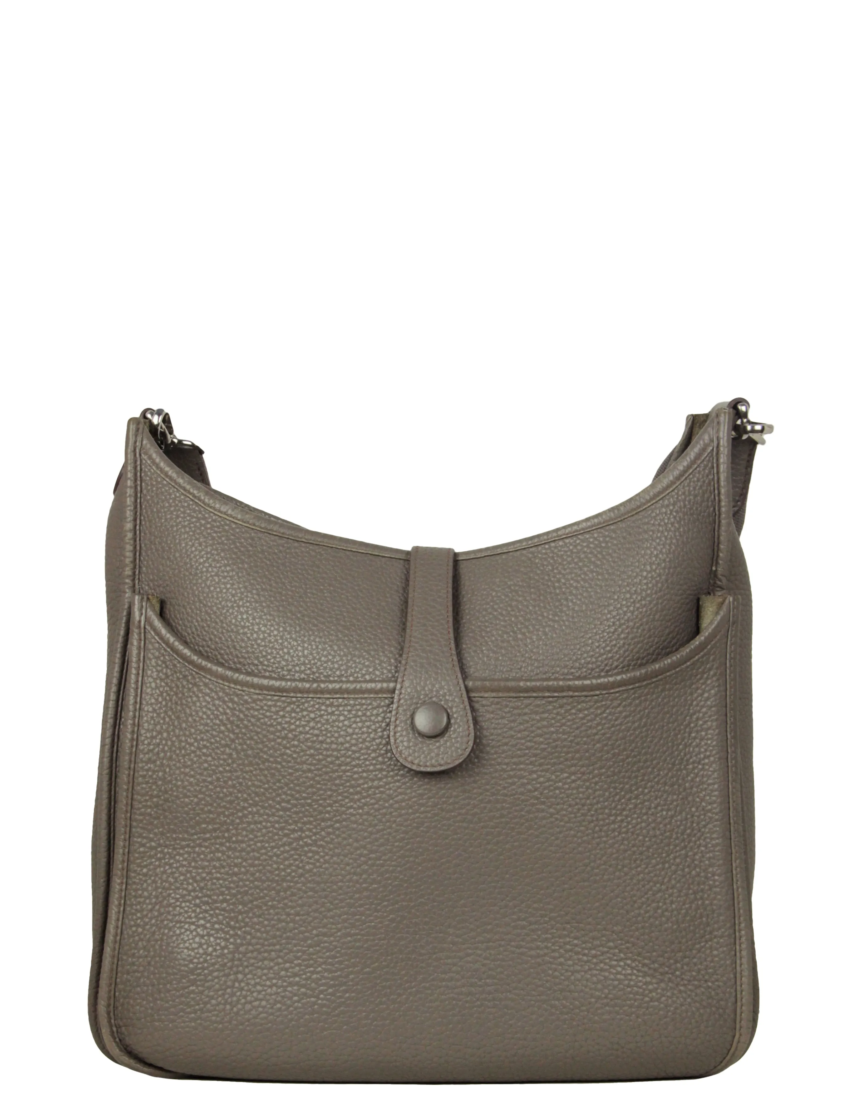 Hermes Etain Grey Clemence Leather Evelyne III GM Messenger Bag