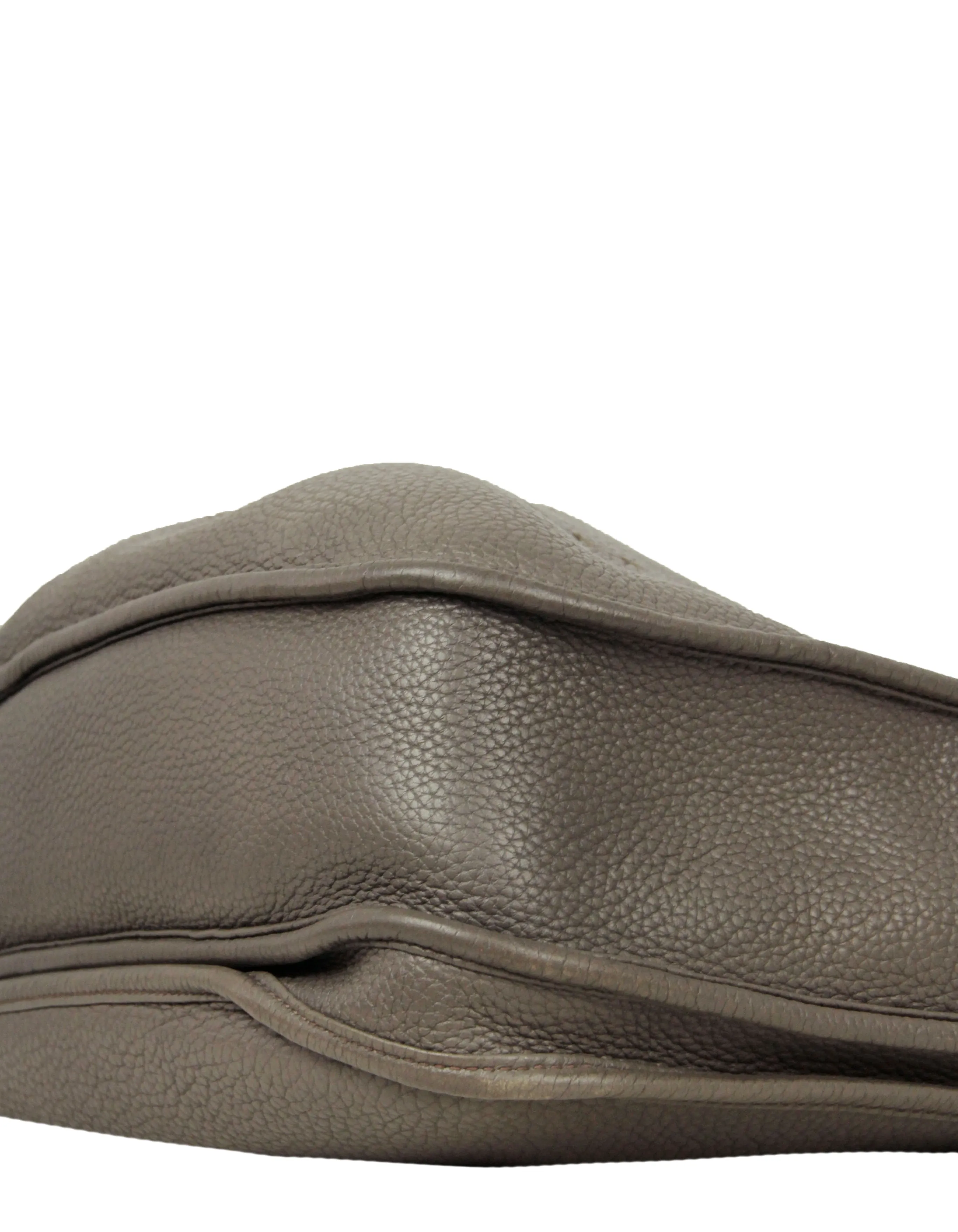 Hermes Etain Grey Clemence Leather Evelyne III GM Messenger Bag