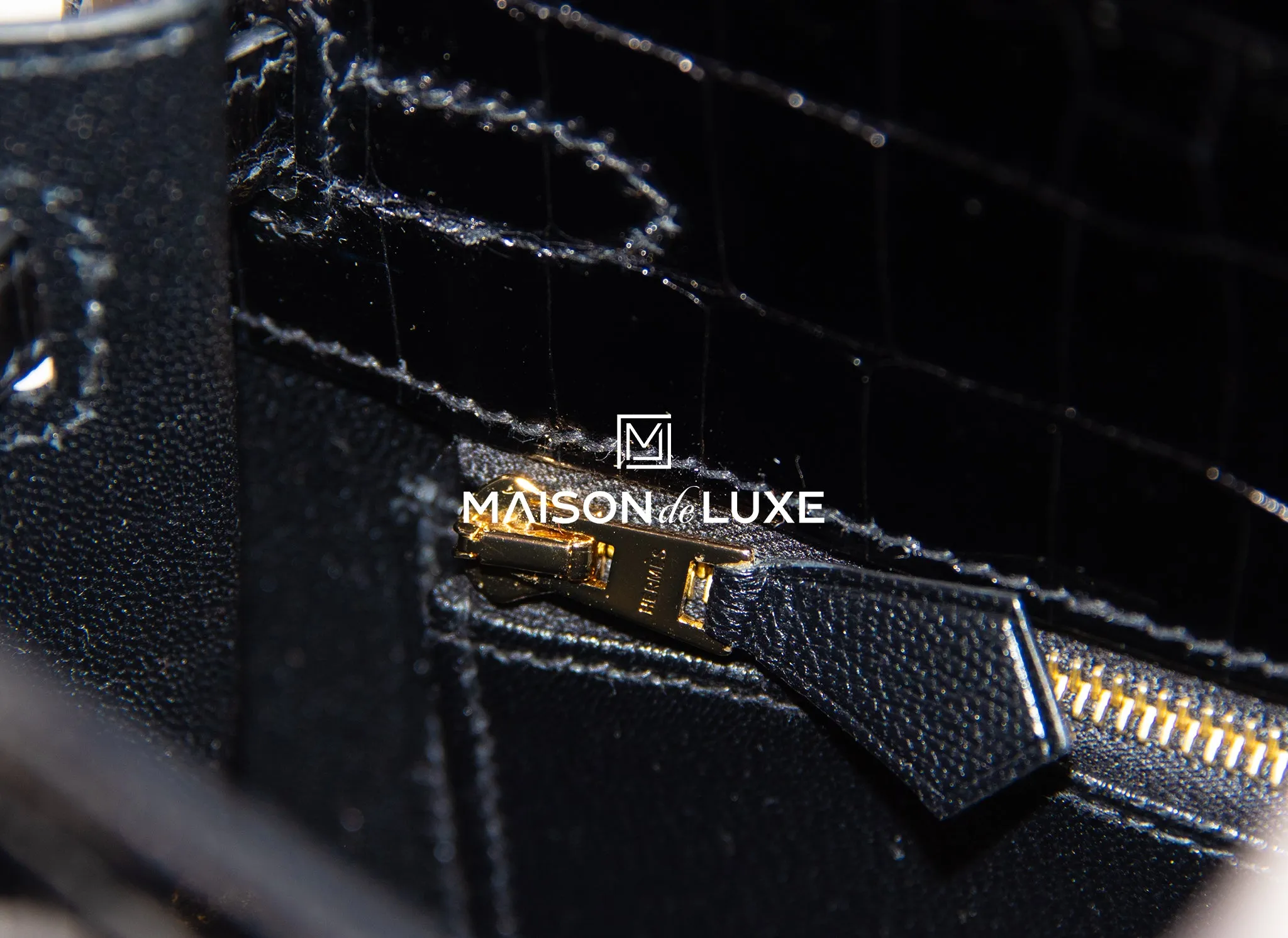 Hermes Kelly Sellier 25 Black Shiny Crocodile
