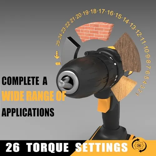 INSPIRITECH 20V Cordless Drill, Power Drill Set with 2 Batteries and Charger,3/8-Inch Chuck Electric Drill Kit with 24-Torque Setting, Drill Driver Bits and Tool Bag Included…