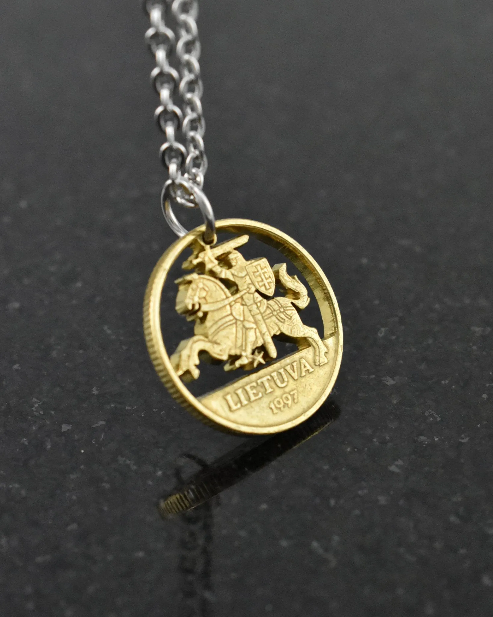 Lithuania - Knight Cut Coin Pendant