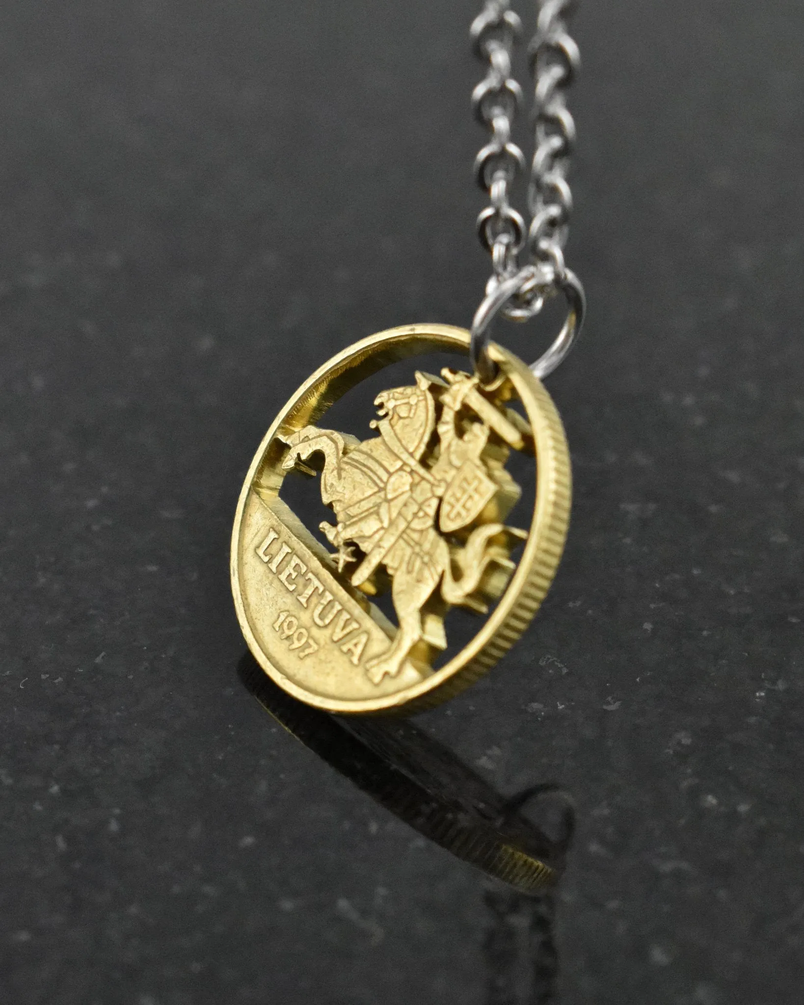Lithuania - Knight Cut Coin Pendant