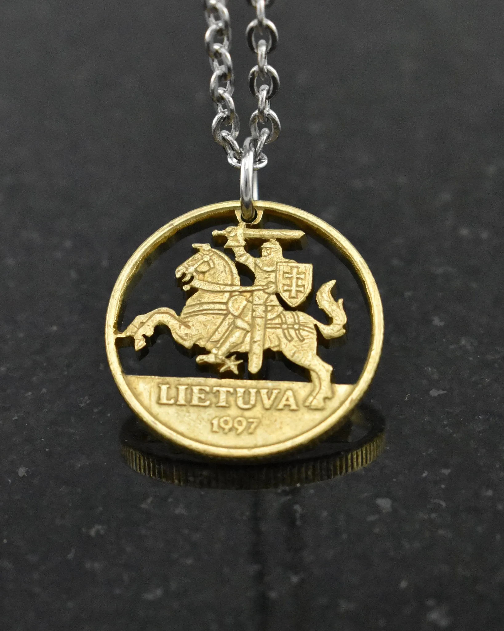 Lithuania - Knight Cut Coin Pendant