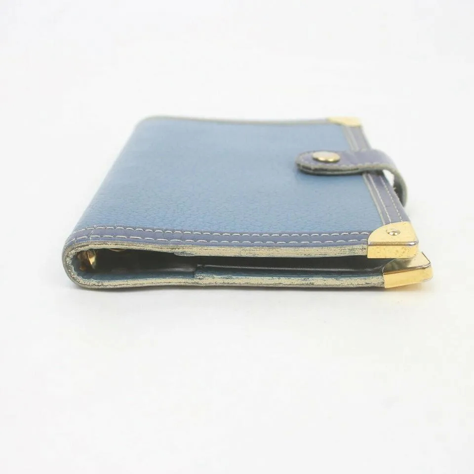 Louis Vuitton Blue Suhali Leather Small Ring Agenda PM Diary Cover  863363