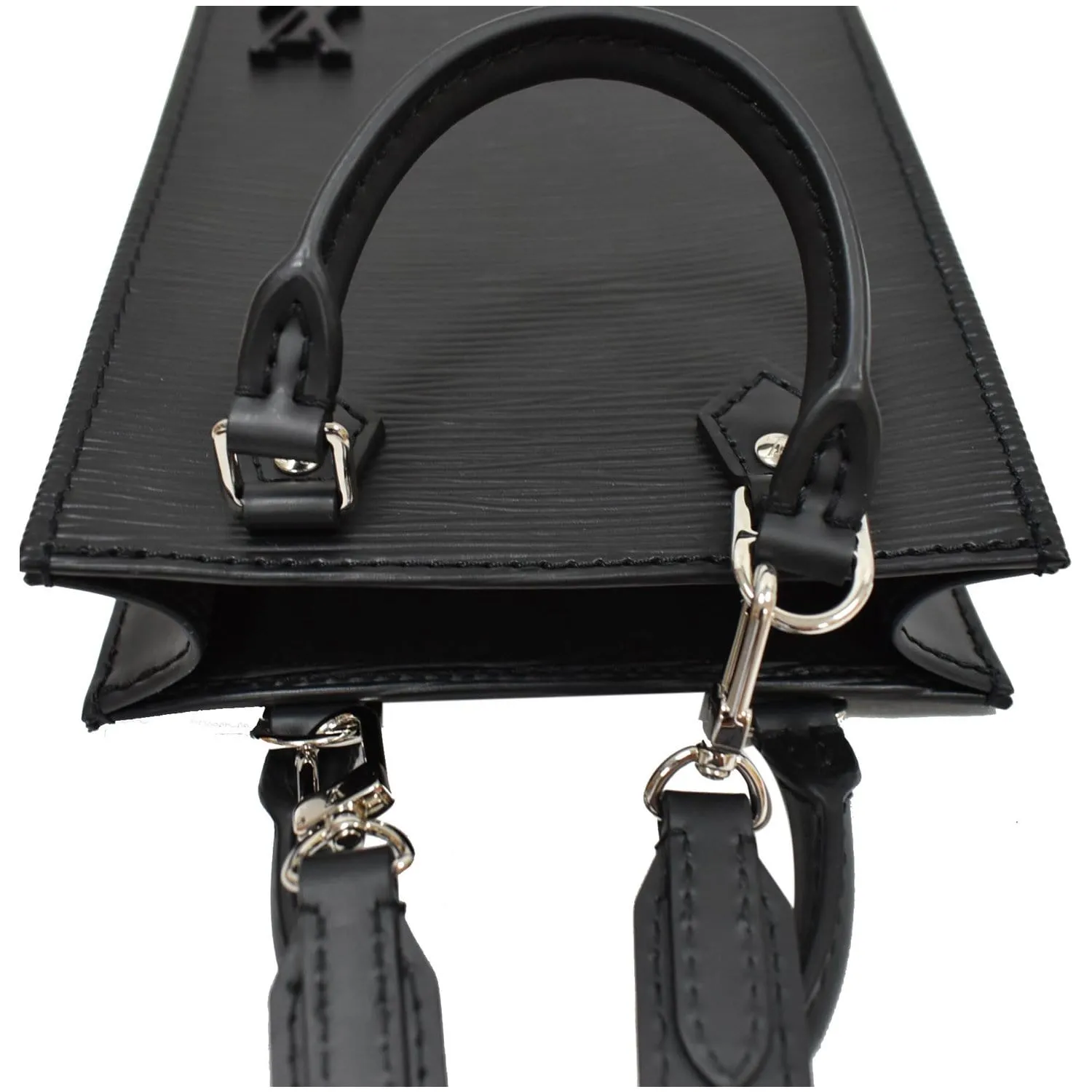 LOUIS VUITTON Petit Sac Plat Epi Leather Crossbody Bag Black
