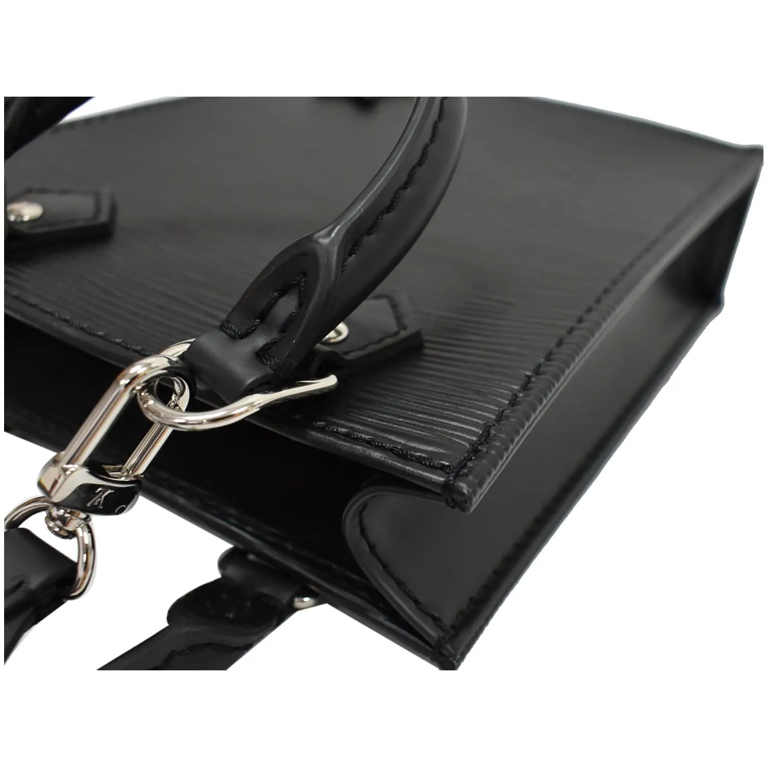 LOUIS VUITTON Petit Sac Plat Epi Leather Crossbody Bag Black