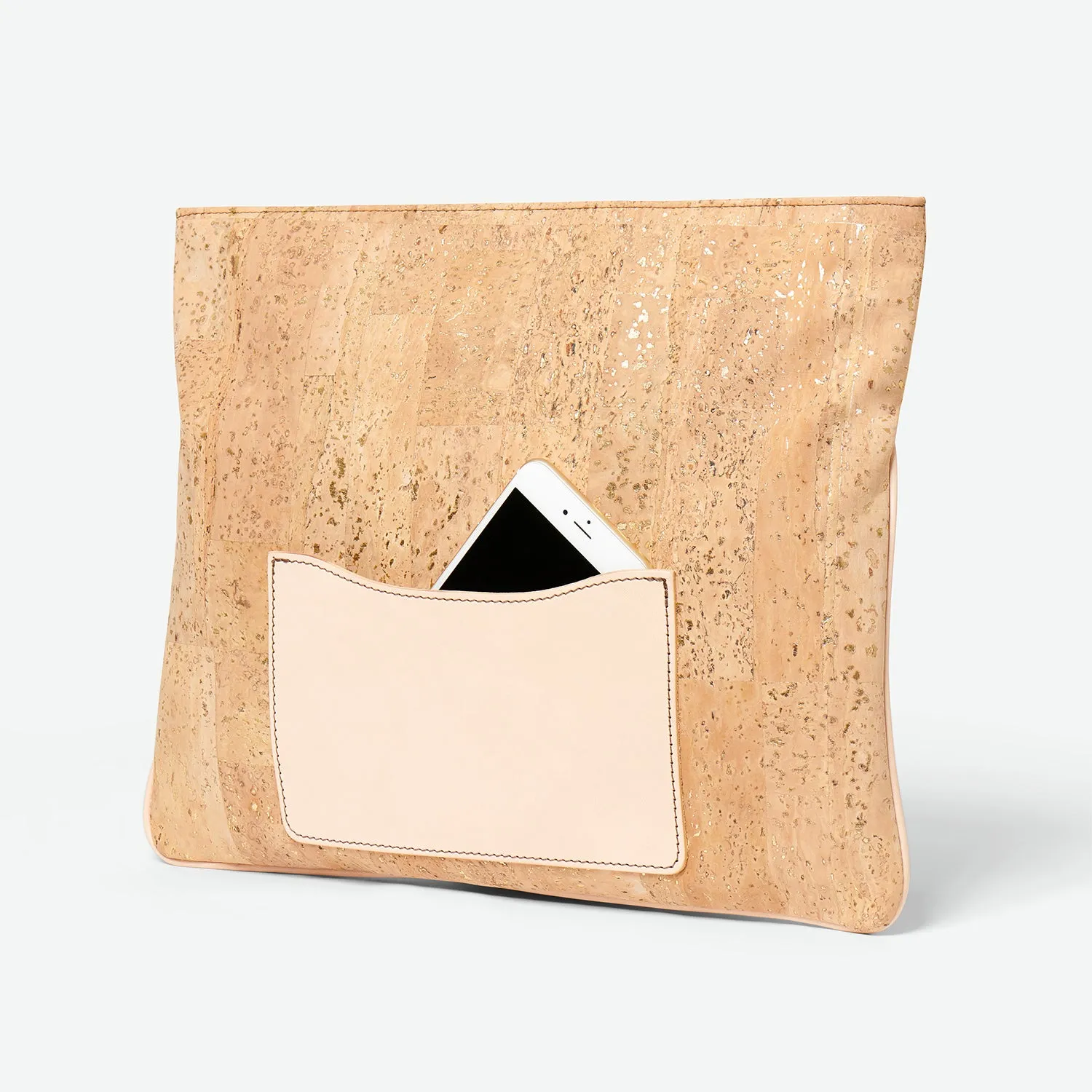Melvia Handheld Cork Clutch/Portfolio - Natural/Gold Fleck