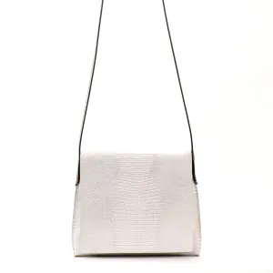 MINI MESSENGER ANTIQUE WHITE EMBOSSED LIZARD