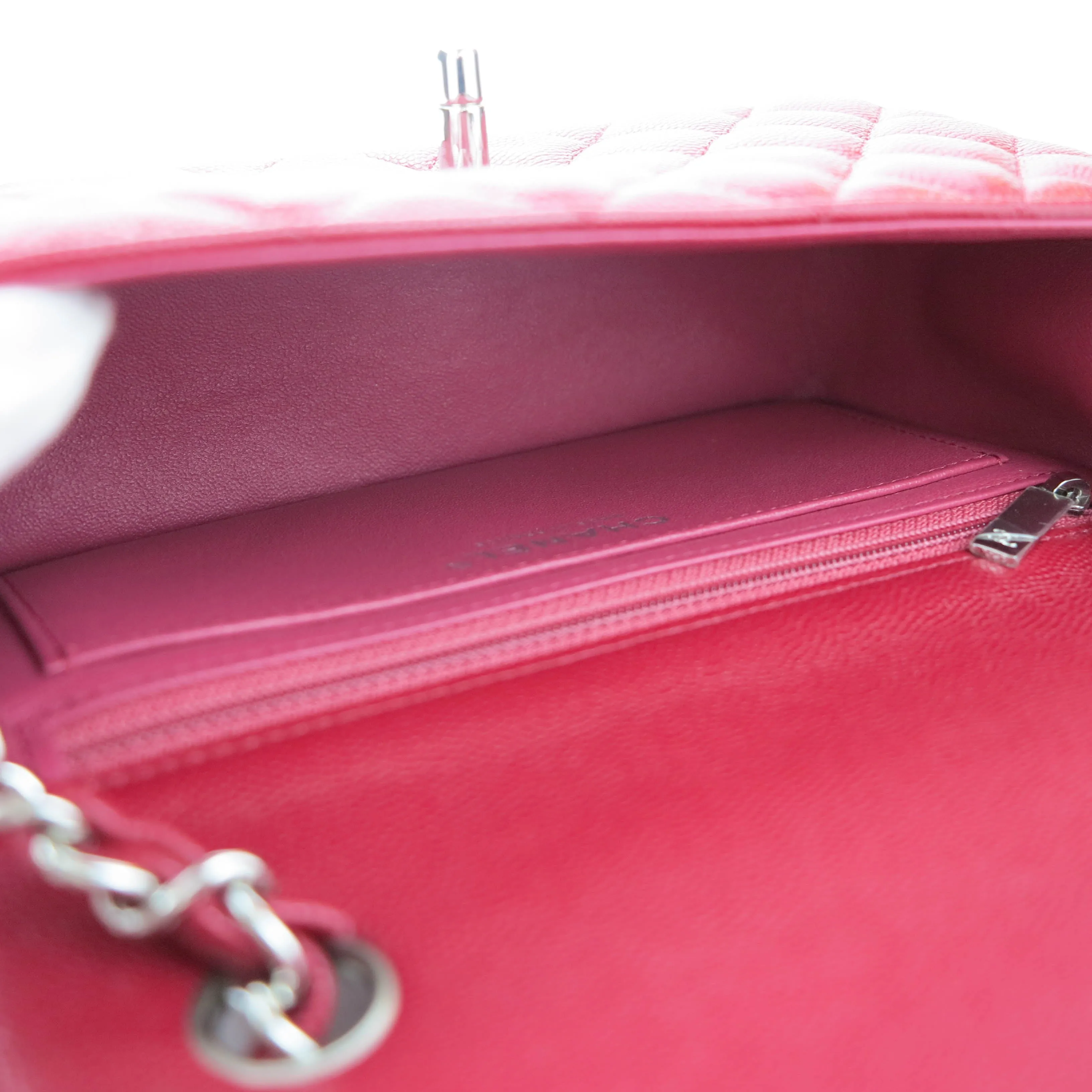 Mini Rectangular Flap Bag in 18B Dark Pink Caviar