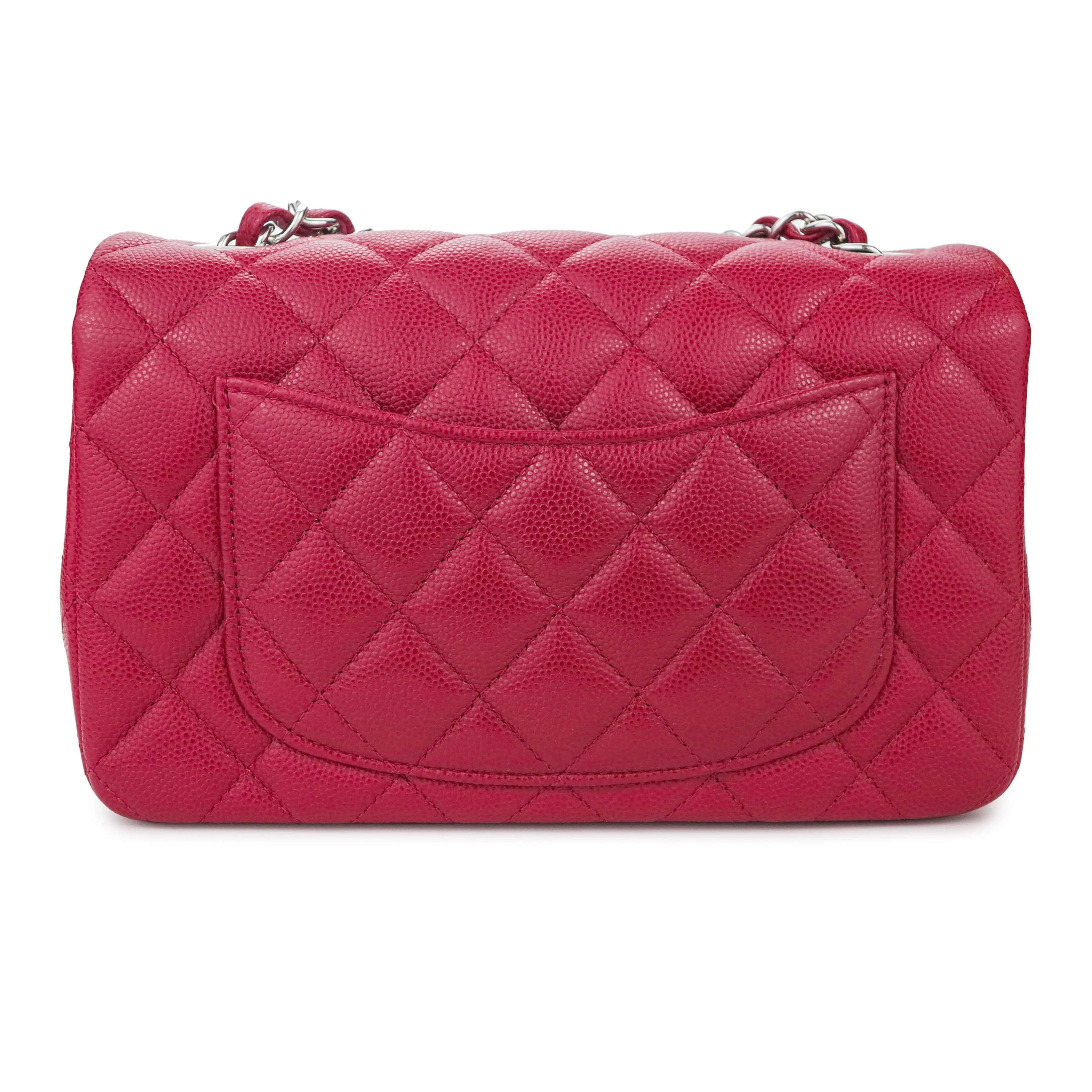 Mini Rectangular Flap Bag in 18B Dark Pink Caviar