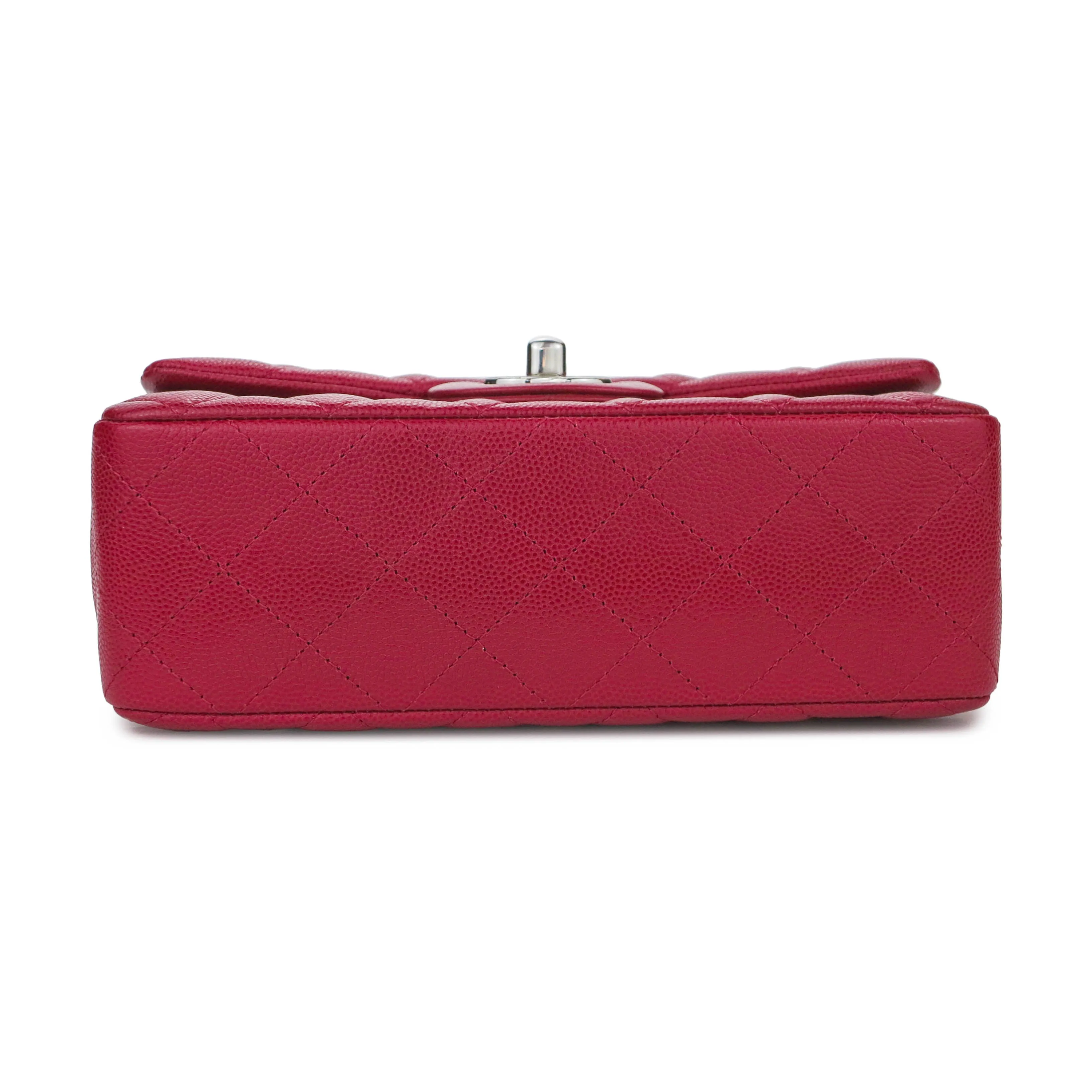 Mini Rectangular Flap Bag in 18B Dark Pink Caviar