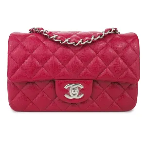 Mini Rectangular Flap Bag in 18B Dark Pink Caviar
