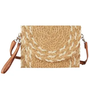 MIXED COLOR DETAIL STRAW CLUTCH & CROSSBODY BAG