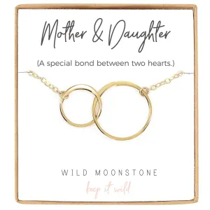Mother and Daughter Interlocking Circle Necklace