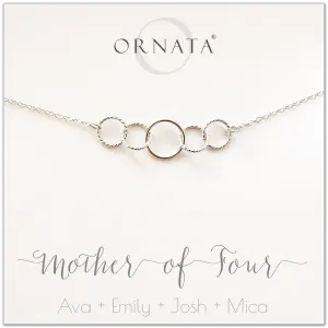Mother's Day Jewelry - Mother of Four Sterling Silver Necklace - Personalized
