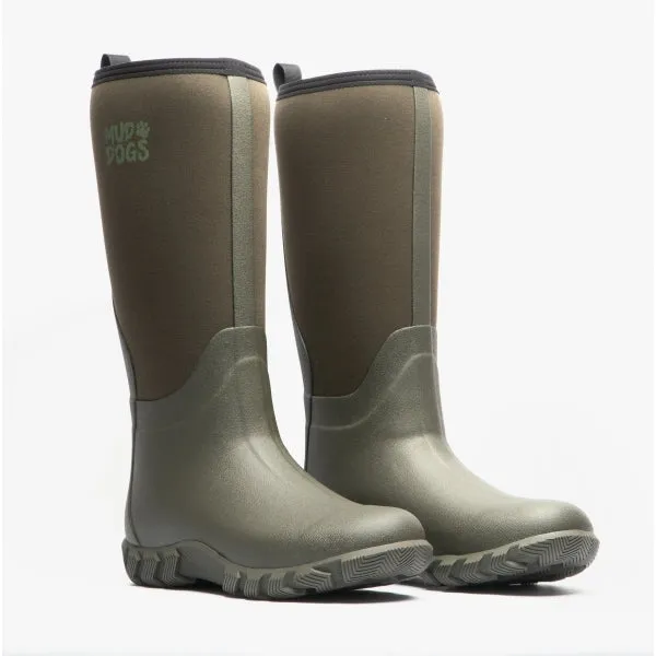 Mud Dogs RUTLAND TALL Neoprene Wellington Boots Olive