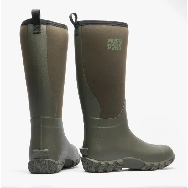 Mud Dogs RUTLAND TALL Neoprene Wellington Boots Olive