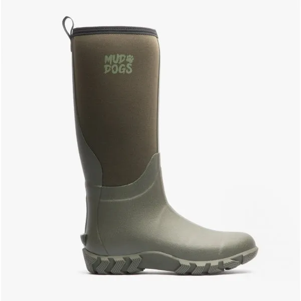 Mud Dogs RUTLAND TALL Neoprene Wellington Boots Olive