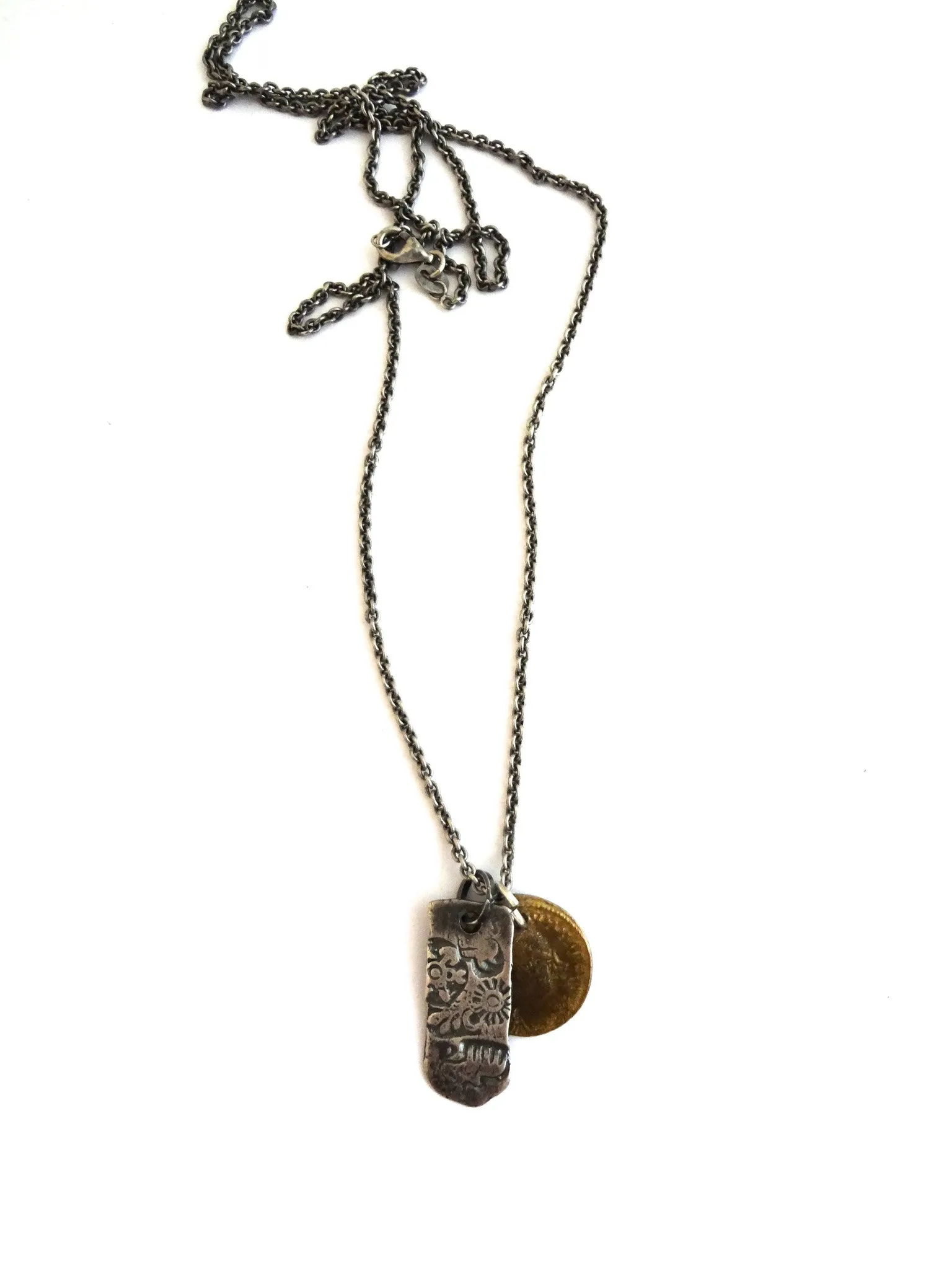 necklace /  silver THE ANCIENTS chain with coin   ingot