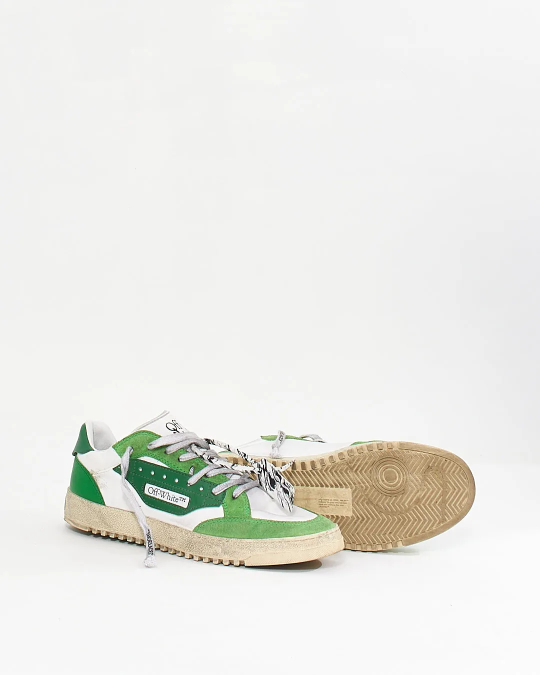 Off-White Men's Green/White Distressed 5.0 Sneakers - 42