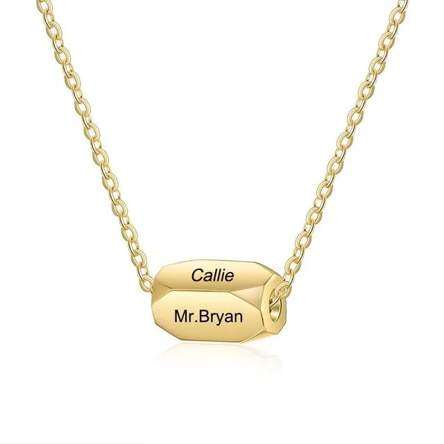 Personalised Stainless Steel 3 Color Strip Fashion Necklace with Engraved Name Pendant