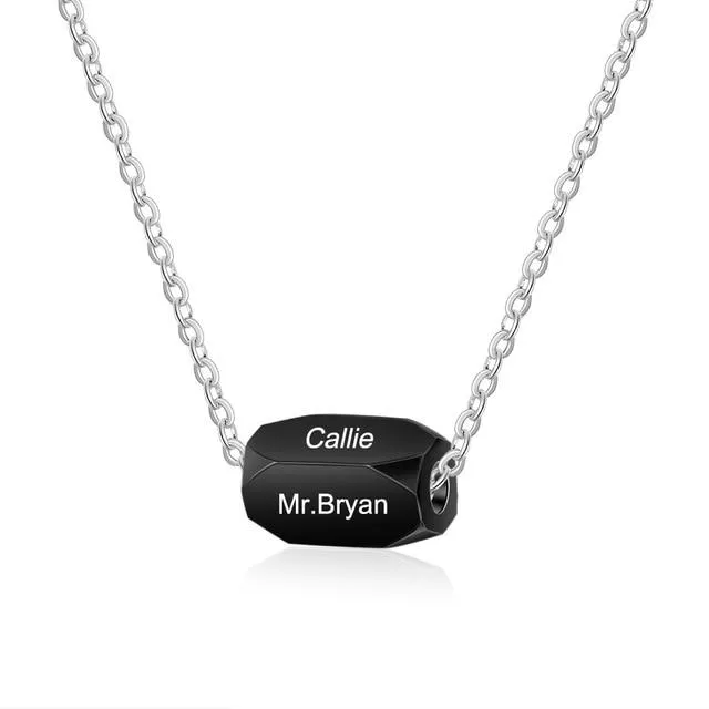 Personalised Stainless Steel 3 Color Strip Fashion Necklace with Engraved Name Pendant