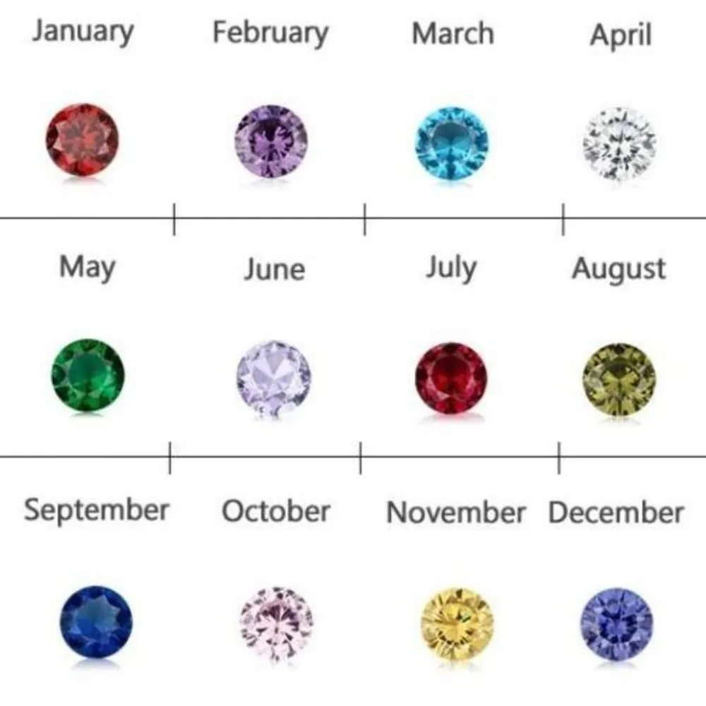 Personalized Engraved 3 Names And Birthstones Necklace