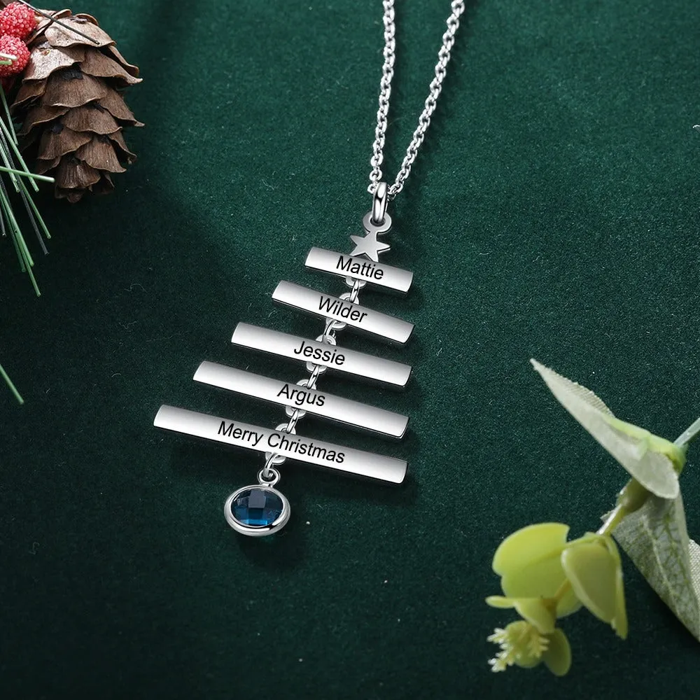 Personalized Engraved Christmas Tree Necklace