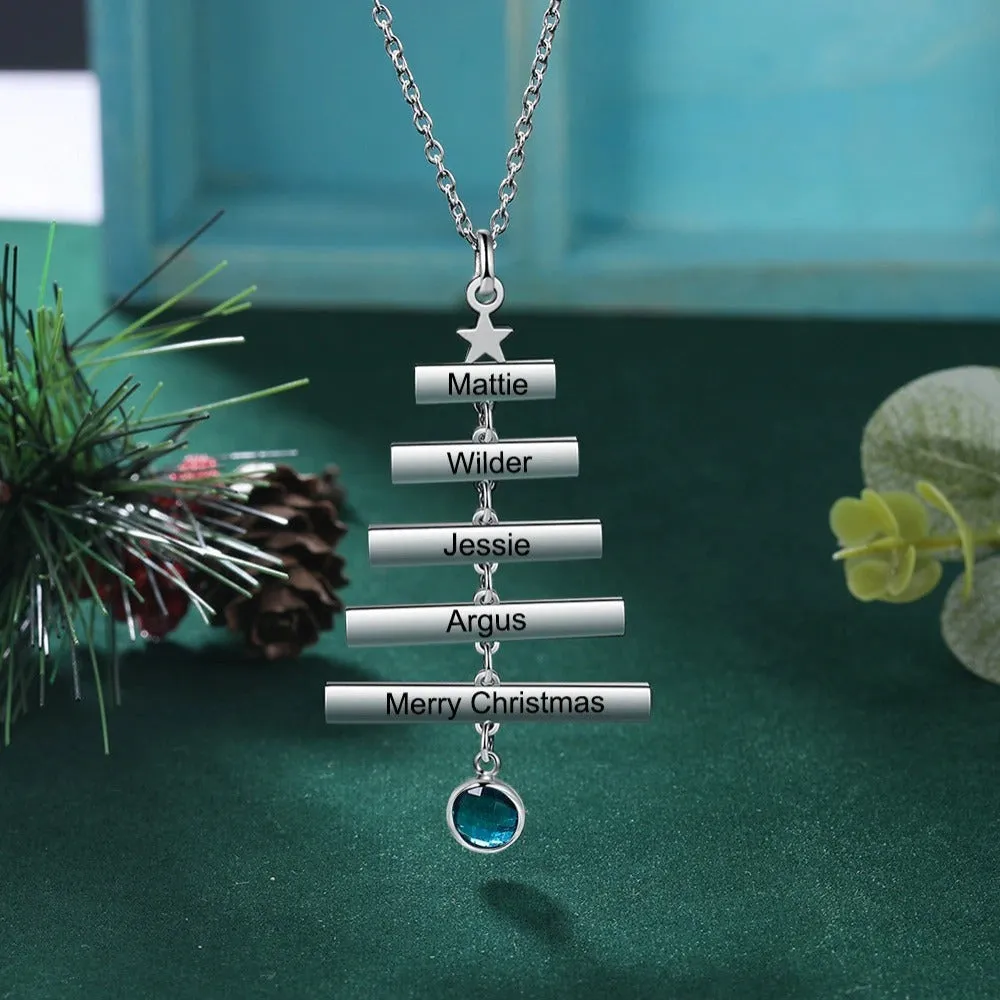 Personalized Engraved Christmas Tree Necklace