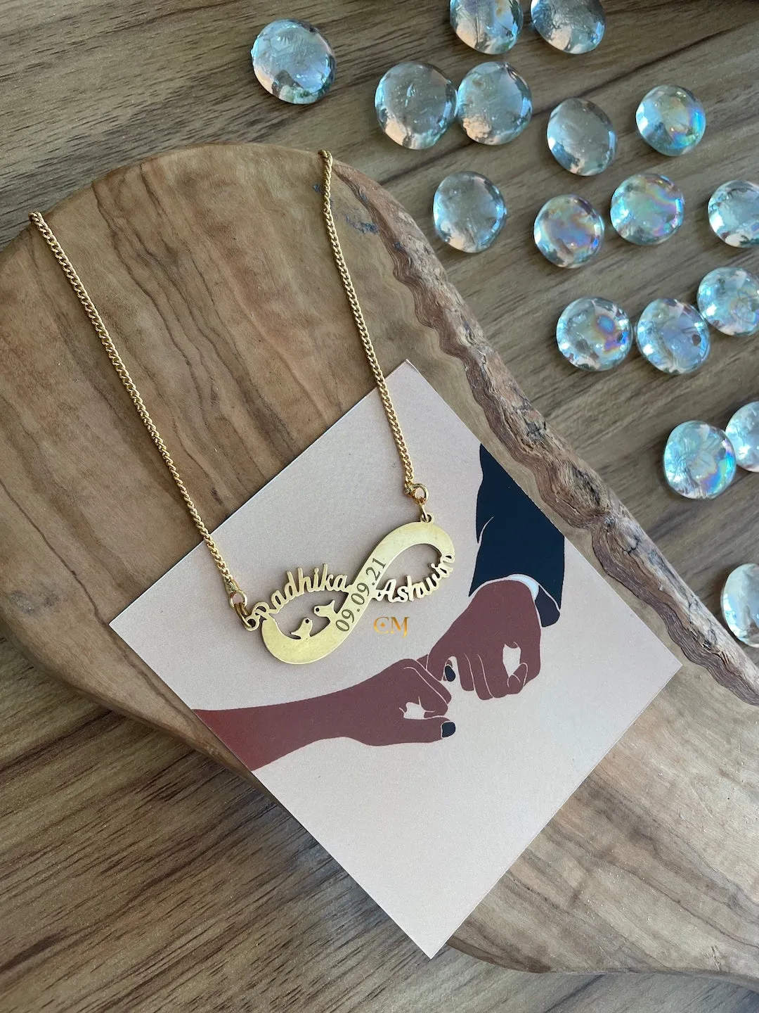 Personalized Infinity Necklace With Two Names & Engraved Date