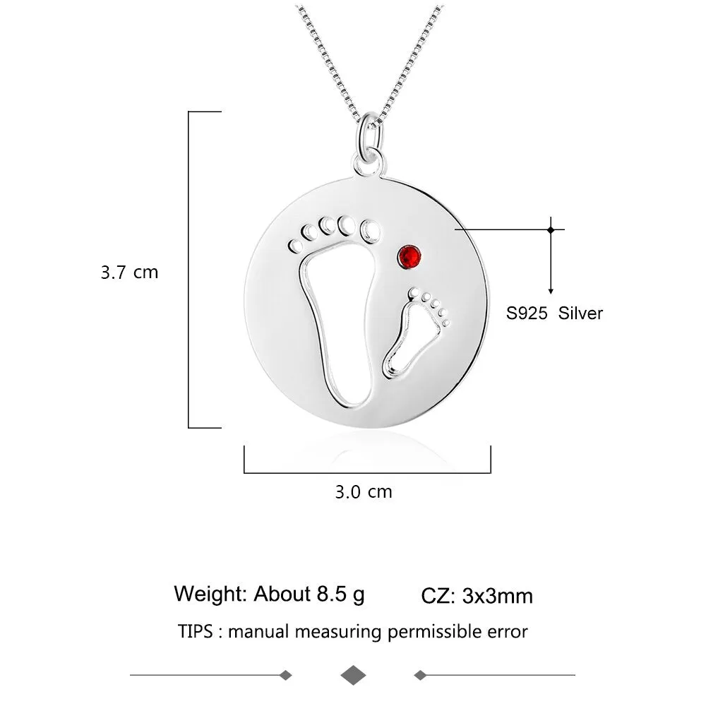Personalized Jewelry Footprint Necklace with Birthstone