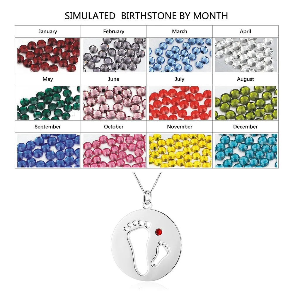 Personalized Jewelry Footprint Necklace with Birthstone